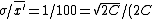 \sigma/\bar{x^{'}}=1/100=\sqrt{2 C}/(2C)=1/(\sqrt{2C})